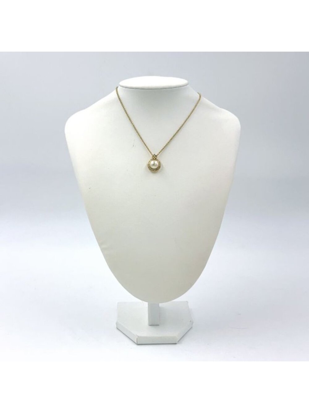 Dior Line Stone Faux Pearl Gold Necklace - Picture 13 of 13